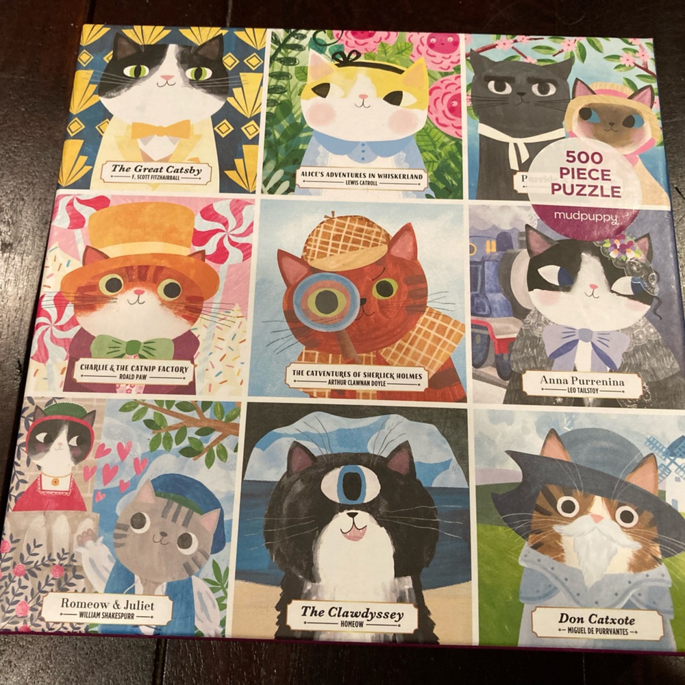 Mudpuppy 500 piece Bookish Cats Puzzle New